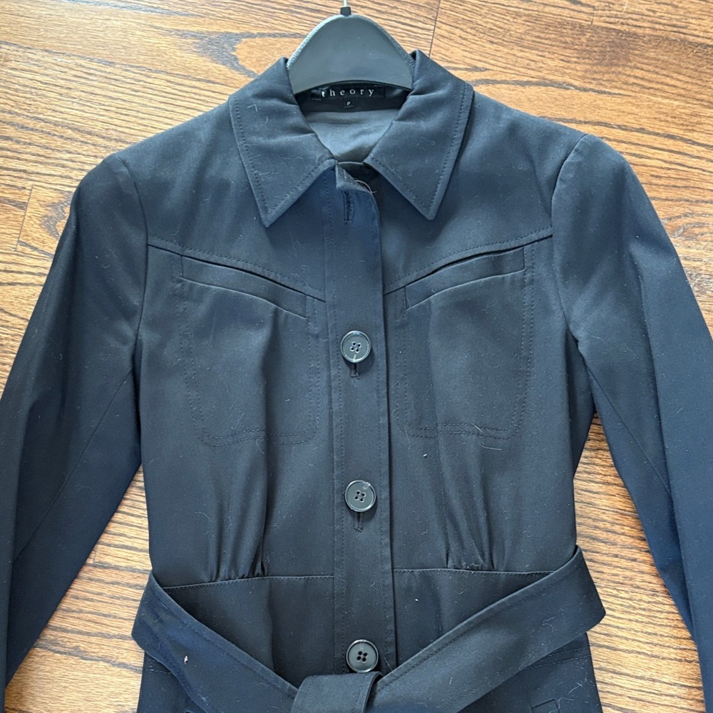 Theory Black Belted Trench Coat